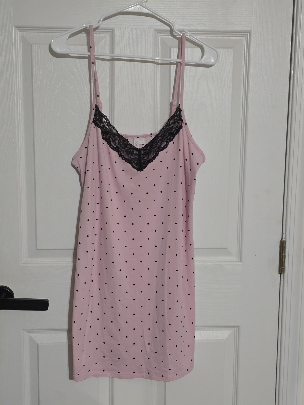 Pink Polka Dot Lace-Trim Chemise